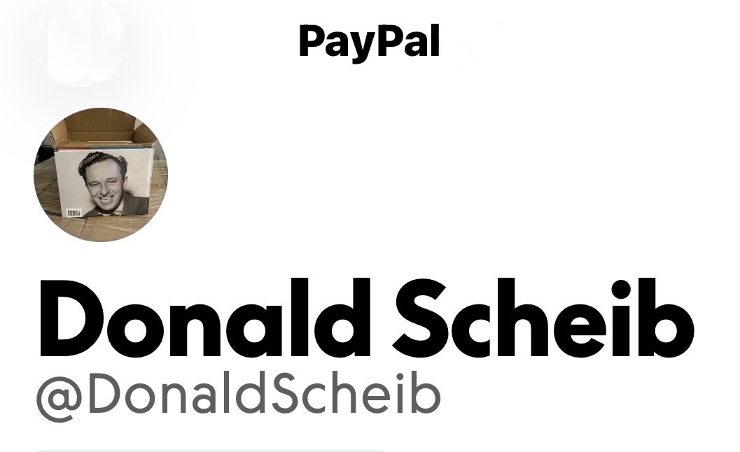 PayPal profile for Donald Scheib, @DonaldScheib