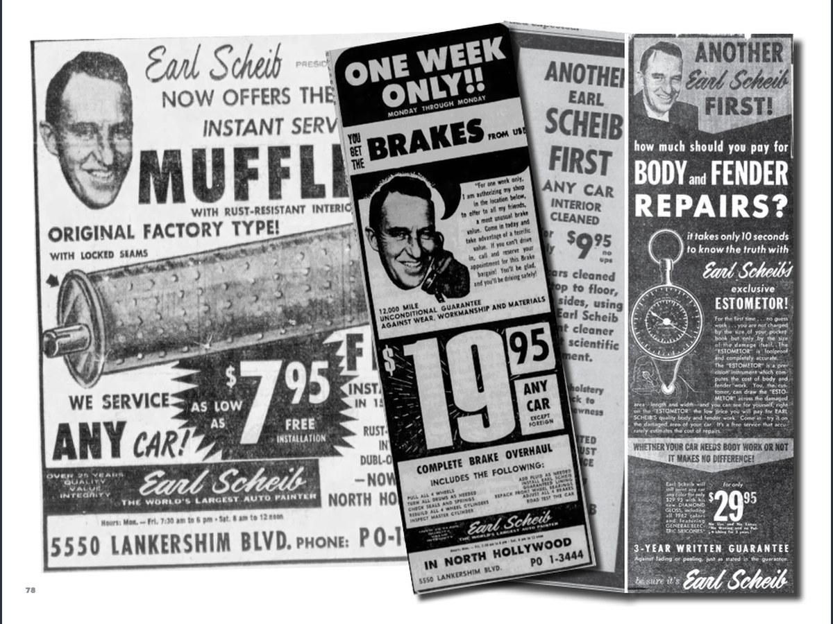 Vintage Earl Scheib newspaper advertisements — left book page